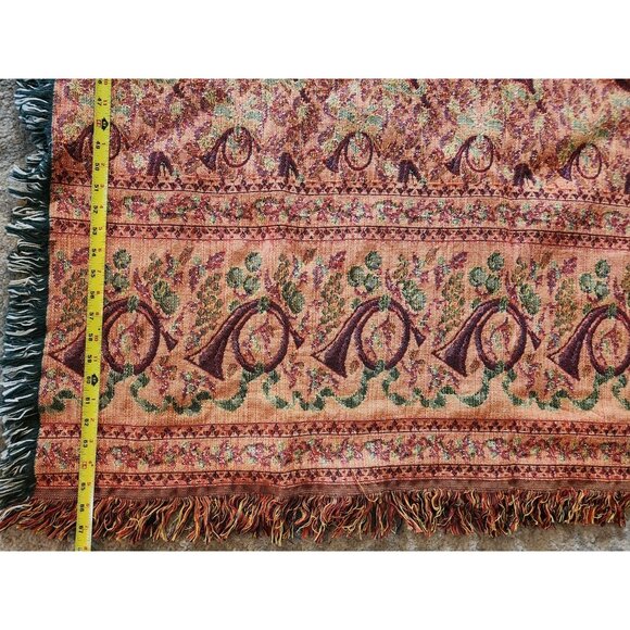 Vintage Reversible Tapestry Blanket Throw 68"x52" Bohemian musical Christmas - Picture 3 of 4